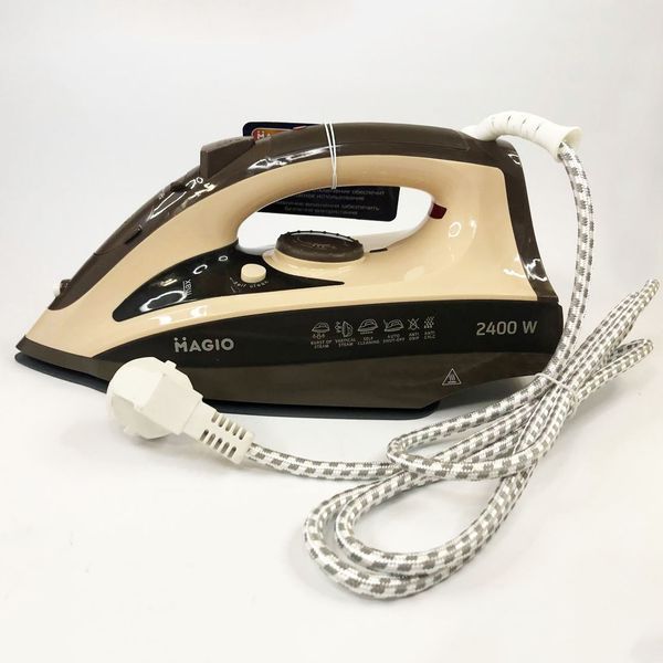Утюг Magio MG-134 3000 Вт, паровой утюг-очиститель, утюг электрический паровой. Цвет: бежевый 00012612 фото