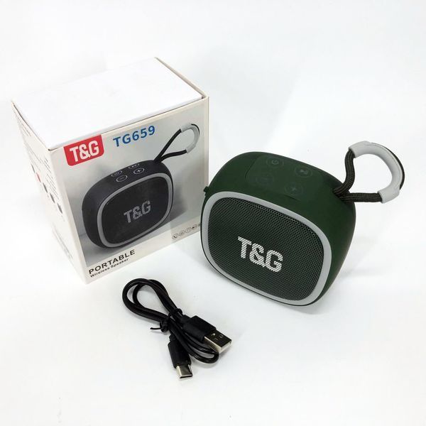Портативна Bluetooth-колонка TG659 з ремінцем, Бездротова колонка портативна потужна. Колір: зелений 00017631 фото