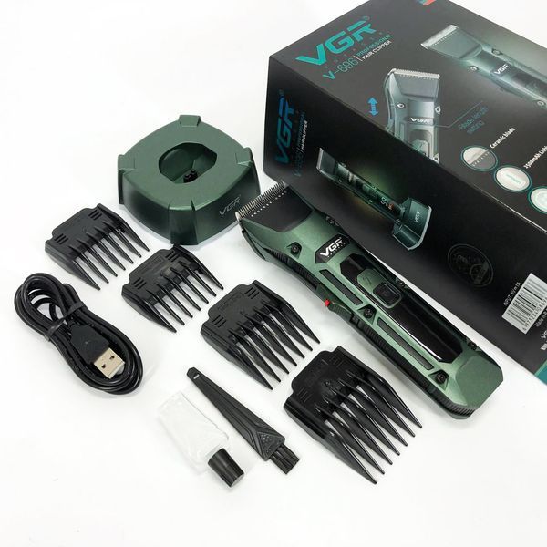 Акумуляторна бездротова машинка для стрижки волосся VGR V-696 з LED дисплеєм та ТУРБО режимом 00014469 фото