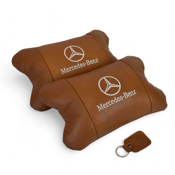 Комплект 2шт для підголівника Mercedes-Benz, виготовлених з натуральної коричневої шкіри. Комфорт в авто 00016734 фото