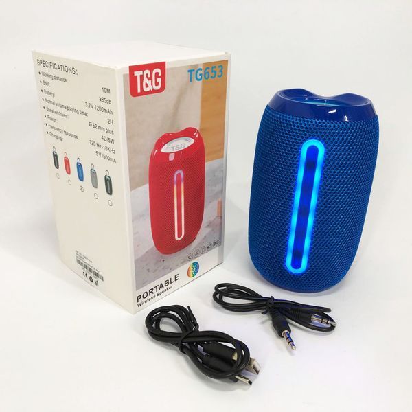 Портативна Bluetooth-колонка TG653 USB з ремінцем, Бездротова колонка портативна потужна. Колір: синій 00017232 фото