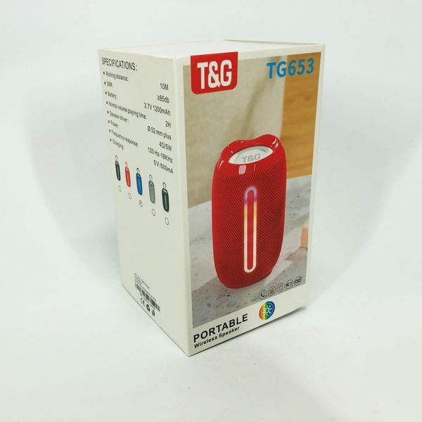Портативна Bluetooth-колонка TG653 USB з ремінцем, Бездротова колонка портативна потужна. Колір: синій 00017232 фото