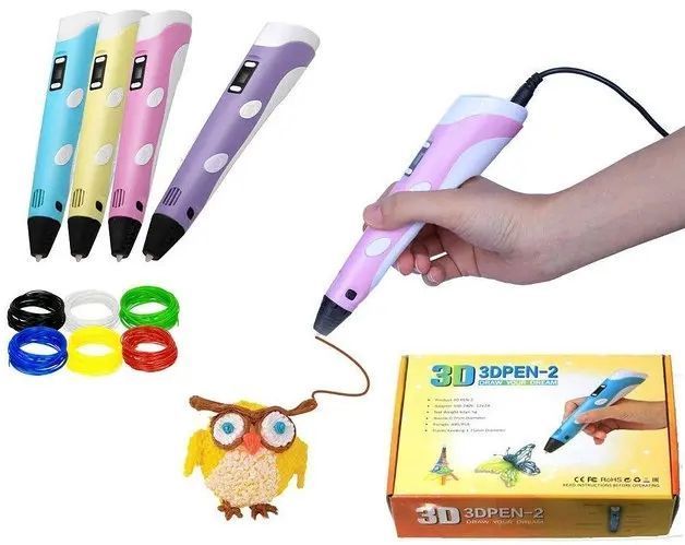 3D ручка з LCD дисплеєм та набором еко пластику для 3Д малювання 3D Pen Blue 00016123 фото