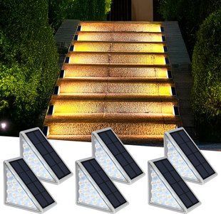 Уличный светильник для лестницы на солнечной батарее 13 LED / Угловой светильник на лестницу теплый белый / Солнечные декоративные светильники комплект из 6 штук sp10507 фото