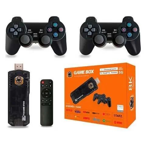 Игровая тв приставка game box 8k 8x m98 smart tv stick 64gb геймстик с геймпадами + 10000 встроенных игр 00017532 фото