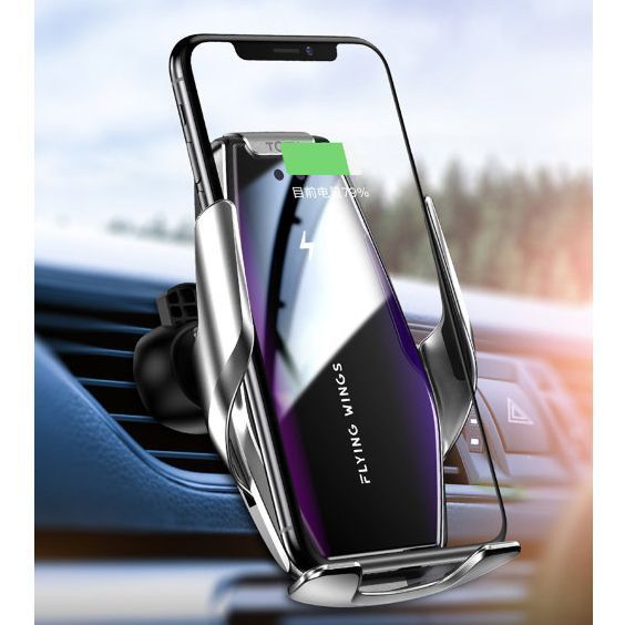 Автомобильный держатель S7 для телефона с беспроводной быстрой зарядкой flying wings. Цвет: серебряный 00017022 фото