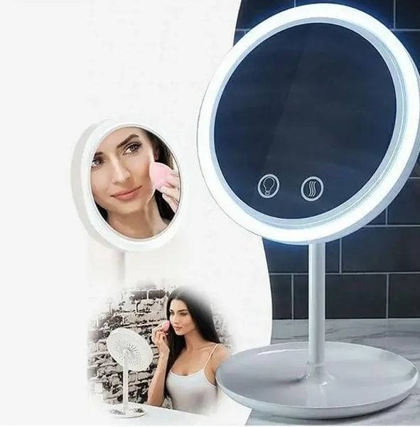 Настільне косметичне дзеркало з LED підсвічуванням та вентилятором Beauty Breeze Mirror 00015586 фото