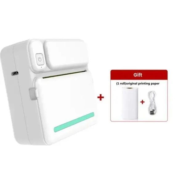 Портативний термопринтер з Bluetooth + рулон термопаперу, C19 / Міні принтер для друку 00015941 фото