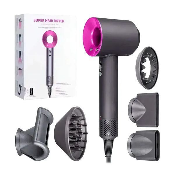 Фен з 5 різними насадками для швидкого сушіння та завивки волосся hair dryer fan 00015618 фото