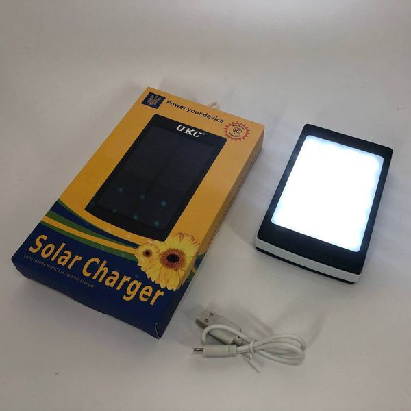 УМБ Power Bank Solar 50000 mAh мобильное зарядное с солнечной панелью и лампой. Цвет: белый 00017648 фото