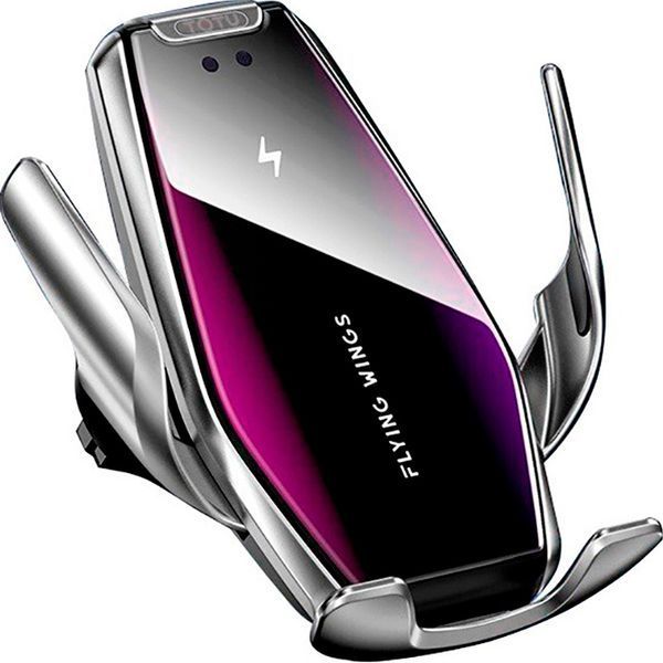 Автомобильный держатель S7 для телефона с беспроводной быстрой зарядкой flying wings. Цвет: серебряный 00017022 фото