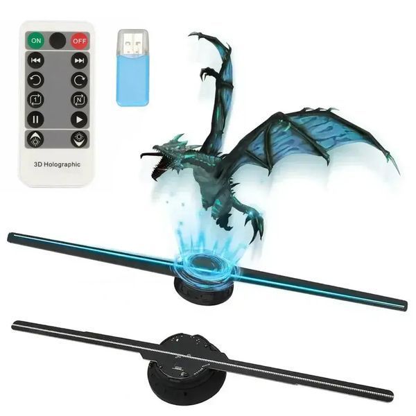 Голограмний 3D-проектор з WiFi та Bluetooth+пульт, 42см / Голографічний вентилятор 00018591 фото