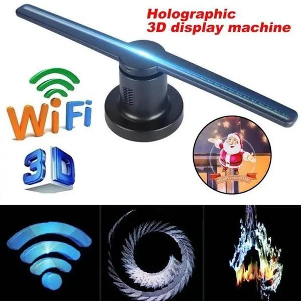 Голограмний 3D-проектор з WiFi та Bluetooth+пульт, 42см / Голографічний вентилятор 00018591 фото
