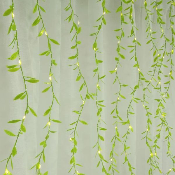 Гірлянда-штора з листочками Curtain Copper SF-55 внутрішня, з прозорим дротом, 10м 00024725 фото