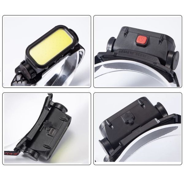 Фонарь налобный BL-008+COB (white+red), красный свет, водозащита, встроенный аккумулятор 00023194 фото