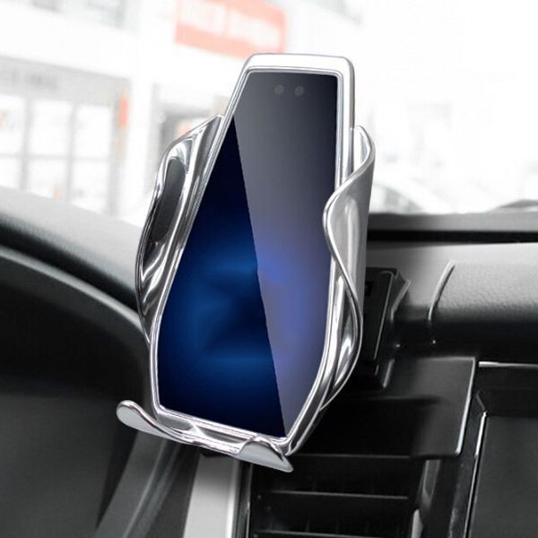 Автомобильный держатель S7 для телефона с беспроводной быстрой зарядкой flying wings. Цвет: серебряный 00017022 фото