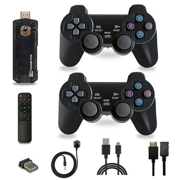 Игровая тв приставка game box 8k 8x m98 smart tv stick 64gb геймстик с геймпадами + 10000 встроенных игр 00017532 фото