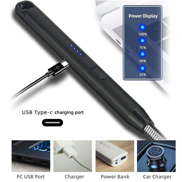 Плазменная аккумуляторная зажигалка USB 26см / Зажигалка электрическая с гибким наконечником для плиты 2554110 фото