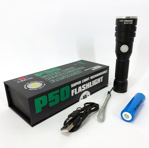 Ліхтар акумуляторний Bailong BL 611-P50, Ліхтарик поліс, Тактичний ліхтар, Ручний ліхтарик led 00022851 фото