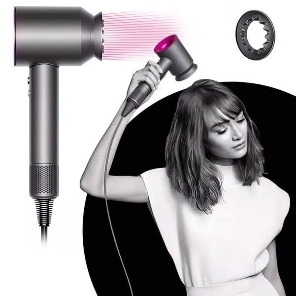 Фен з 5 різними насадками для швидкого сушіння та завивки волосся hair dryer fan 00015618 фото