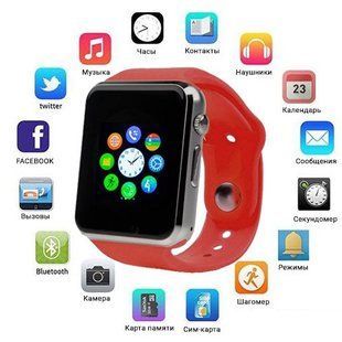 Смарт-часы Smart Watch A1 умные электронные со слотом под sim-карту + карту памяти micro-sd. Цвет: красный 00022449 фото