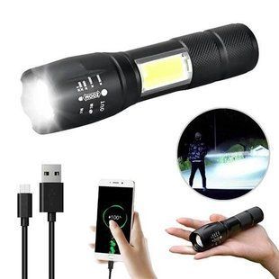 Ліхтарик акумуляторний ручний Bailong BL-29 діод T6 + COB зарядка від USB, ліхтарик led, водонепроникний 00023470 фото