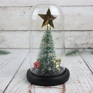 Ночник новогодняя елка в стеклянной колбе gold star 00024798 фото