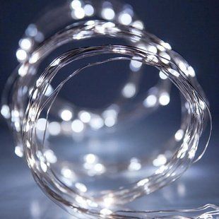 Новогодние гирлянды. Медная проволочная лампа 100LED 10м, (батарейки) Цвет белый Силиконовый провод (7108) 00024739 фото