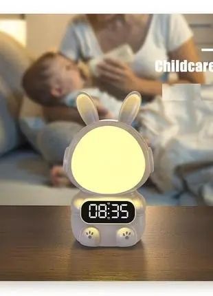 Детские часы с будильником Кролик Rabbit clock with LIGHT WHITE 00015988 фото