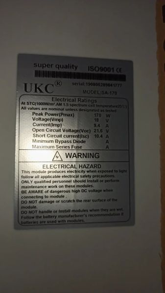 Солнечная панель 18V 170W 151*69*9.5 00018119 фото