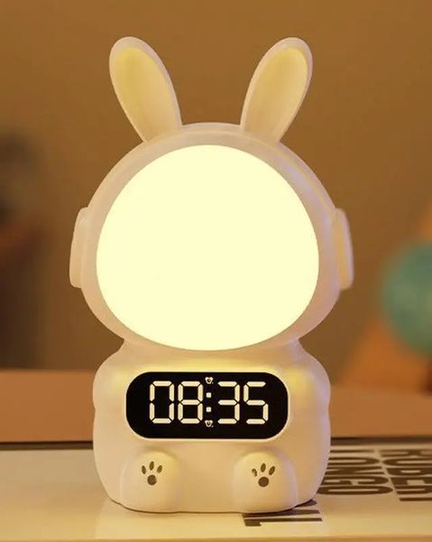 Детские часы с будильником Кролик Rabbit clock with LIGHT WHITE 00015988 фото