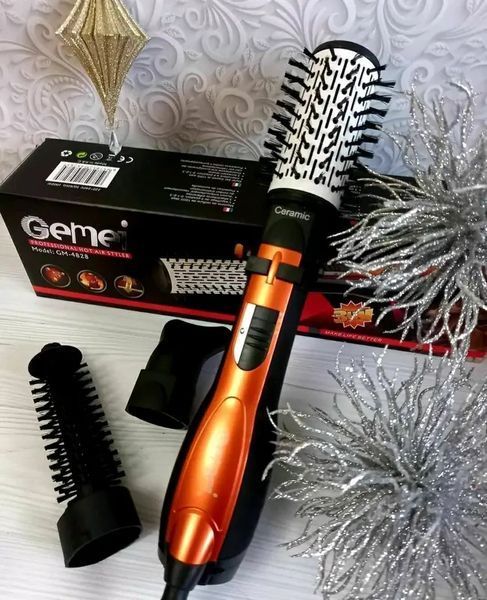 Вращающийся фен расческа с насадками Gemei GM-4828 воздушный стайлер для укладки волос 00021748 фото