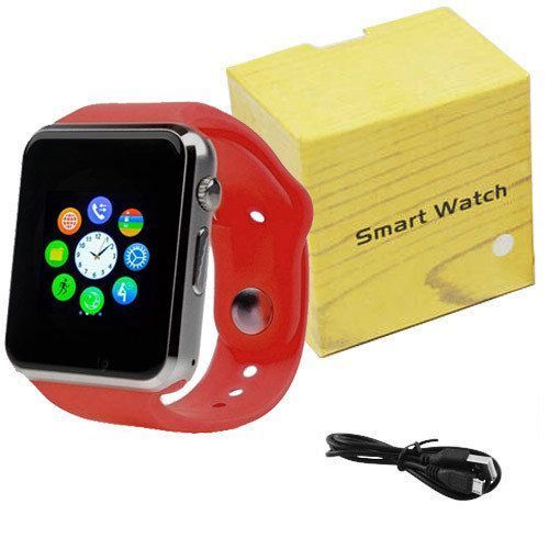 Смарт-часы Smart Watch A1 умные электронные со слотом под sim-карту + карту памяти micro-sd. Цвет: красный 00022449 фото