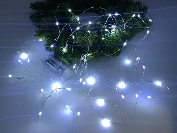 Гирлянда роса нить светодиодная 3 м на батарейках для дома холодный белый 00024778 фото