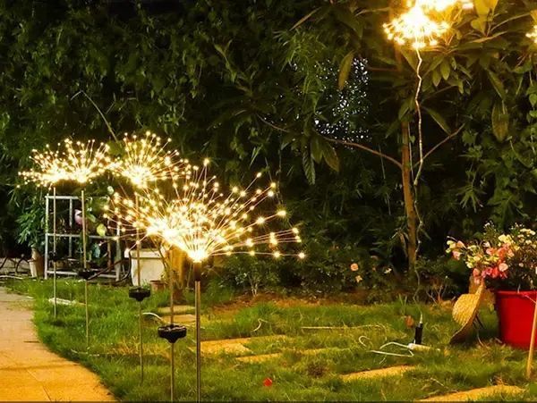 Ліхтар садовий Феєрверк газонний на сонячній батареї, 60 led, 8 режимів (2 шт. у комплекті) 00013077 фото