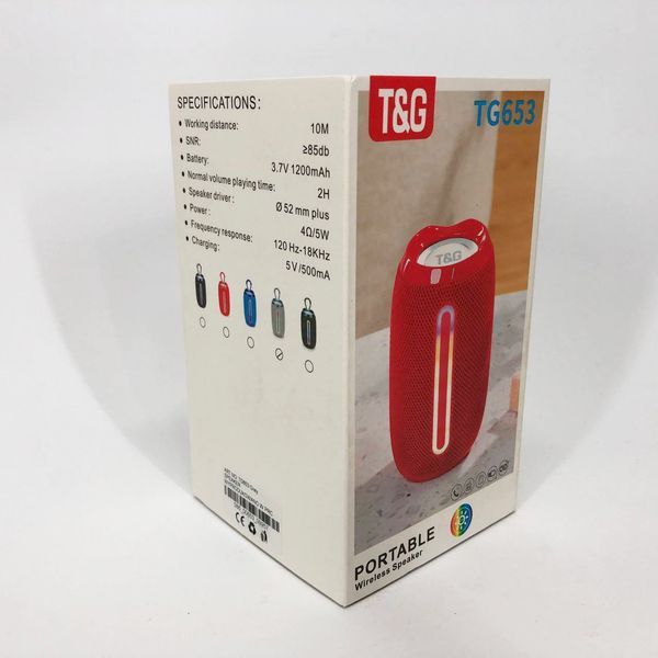Портативная Bluetooth-колонка TG653 USB с ремешком, громкая колонка для вечеринки. Цвет: серый 00017233 фото