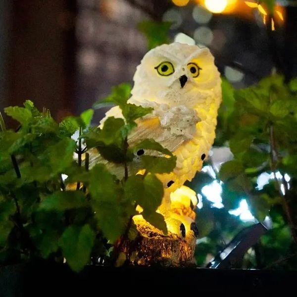Ліхтар садовий Сова із сонячною панеллю WHITE 00023262 фото