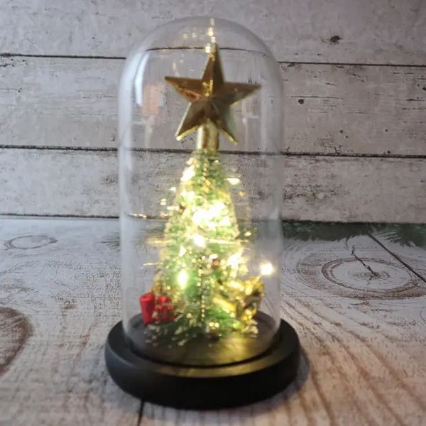 Ночник новогодняя елка в стеклянной колбе gold star 00024798 фото