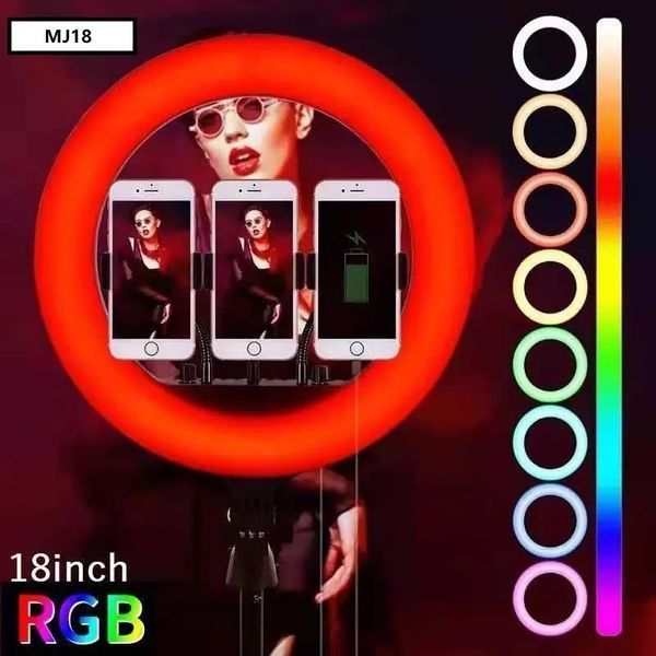 Кільцева LED лампа RGB MJ18 45см 3 кріплення 00017437 фото