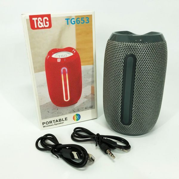 Портативная Bluetooth-колонка TG653 USB с ремешком, громкая колонка для вечеринки. Цвет: серый 00017233 фото