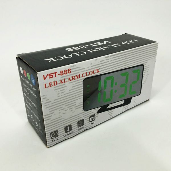 Часы настольные зеркальные VST-888Y-5 USB с синим циферблатом, Настольные часы с подсветкой 00012644 фото