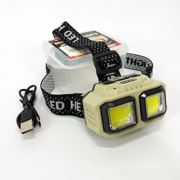 Ліхтар налобний акумуляторний Bailong HX-816S 2COB(white+red) із сенсорним датчиком вологозахист 00023195 фото