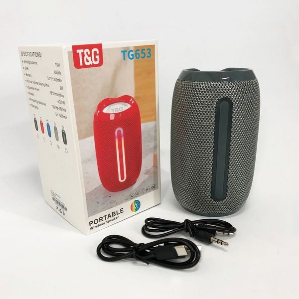 Портативная Bluetooth-колонка TG653 USB с ремешком, громкая колонка для вечеринки. Цвет: серый 00017233 фото