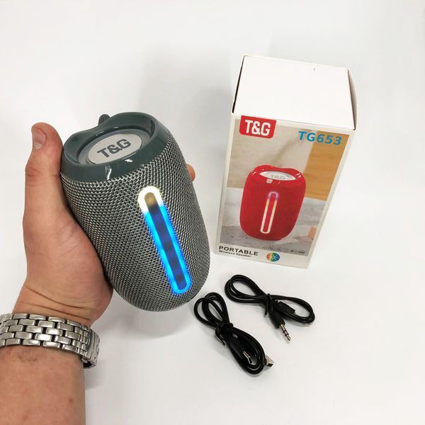 Портативная Bluetooth-колонка TG653 USB с ремешком, громкая колонка для вечеринки. Цвет: серый 00017233 фото
