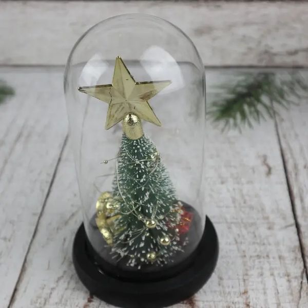 Ночник новогодняя елка в стеклянной колбе gold star 00024798 фото