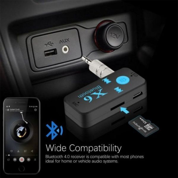Бездротовий адаптер Bluetooth приймач аудіо ресівер BT-X6, модулятор блютуз в машину 00017002 фото