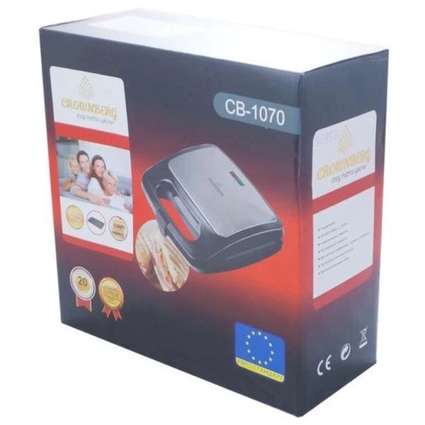 Сендвічниця Crownberg CB-1070 З Ґратами Гриль, бутербродниця, тостерниця, бутербродниця побутова 00019683 фото