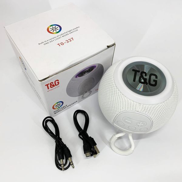 Бездротова потужна колонка TG337 з Bluetooth, RGB-підсвічуванням та радіо. Колір: білий 00017457 фото