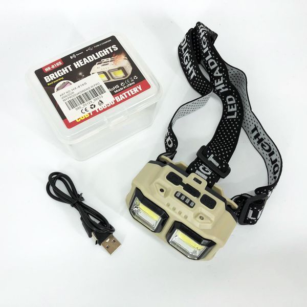 Ліхтар налобний акумуляторний Bailong HX-816S 2COB(white+red) із сенсорним датчиком вологозахист 00023195 фото