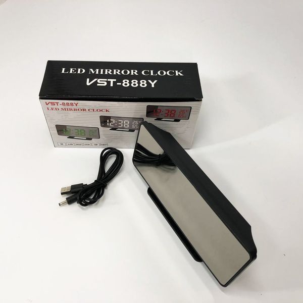 Часы настольные зеркальные VST-888Y-5 USB с синим циферблатом, Настольные часы с подсветкой 00012644 фото